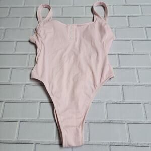 Stoney Clover Lane x Target Pink Ribbed Henley One Piece Swimsuit Size S (4-6)